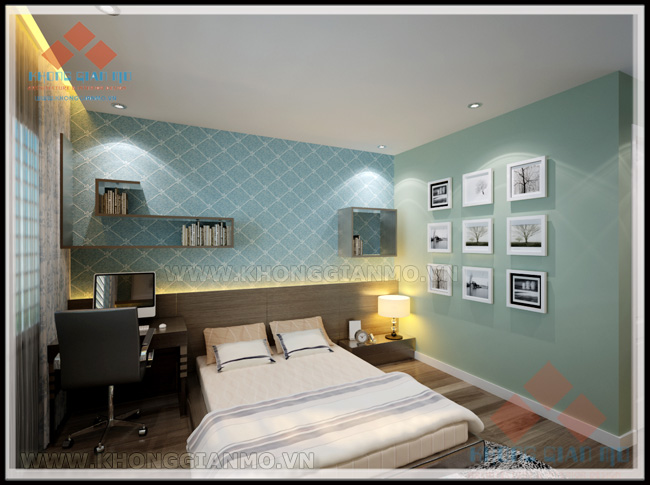 Thiết kế biệt thự văn phú - phối cảnh 3D kiến trúc mặt tiền biệt thự - Phòng ngủ baby